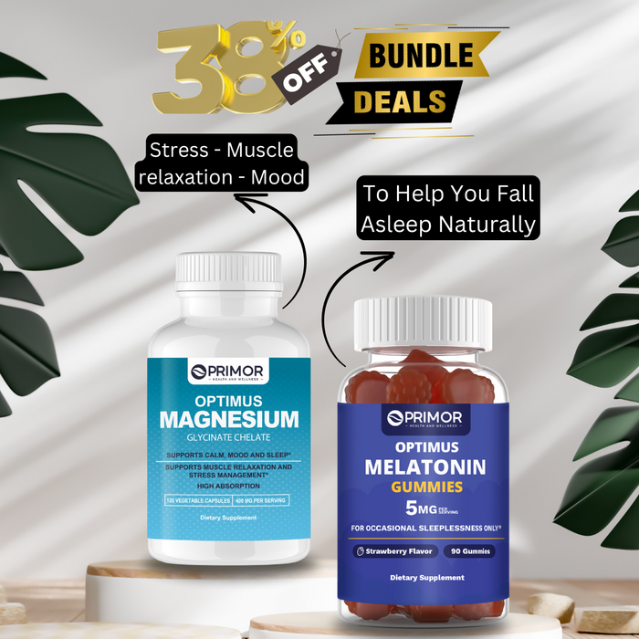 KIT MAGNESIUM Glycinate (Supports Relaxation, Mood and Sleep | Supports Muscle Relaxation and Stress Management) + MELATONIN Gummies (Natural Sleep Support – Maximum Strength 5 mg Per Serving- Strawberry Flavor)