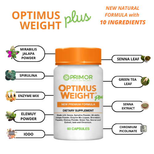 Optimus Weight PLUS NEW!- 4 Month Treatment - Natural & Safe - Promotes Natural Weight Loss - w Spirulina 120 Capsules 2 - Pack