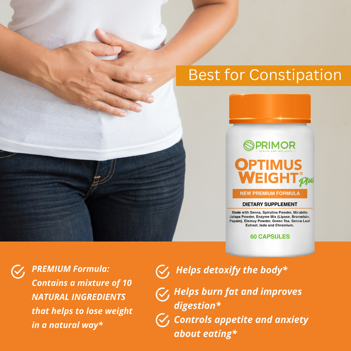 BEST FOR CONSTIPATION - Optimus Weight PLUS NEW!- 2 Month Treatment -  w Spirulina 60 Capsules 1 - Pack