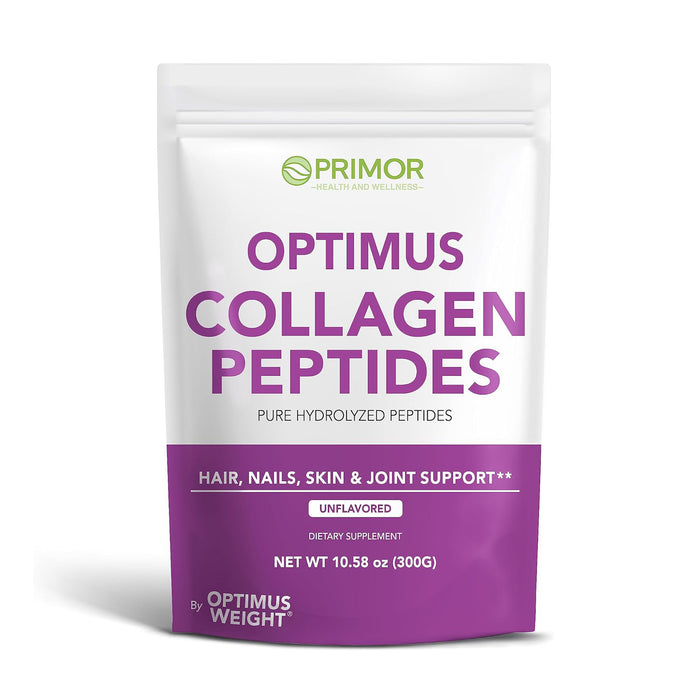 Optimus COLLAGEN Pure Hydrolyzed Peptides Supplement Powder - For Hair, Skin, Nails and Joints - Type I & III - for Women & Men (Unflavored, 30 Servings)