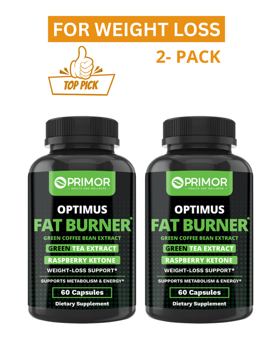 2- Pack Optimus Fat Burner 5 Powerful Ingredients – Fat Burner – Controls Appetite – w Green Coffee Bean, Green Tea Garcinia Cambodia, Raspberry Ketones - 100% Natural – For Women & Men – Made in USA – 60 Capsules