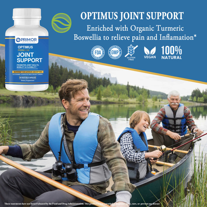 Optimus JOINT SUPPORT Premium, Bioperin & Organic Nu-Flow | Glucosamine, MSM, Chondroitin + Turmeric & Boswellia | For Healthy Knees, Back and Joints | Relief and Flexibility