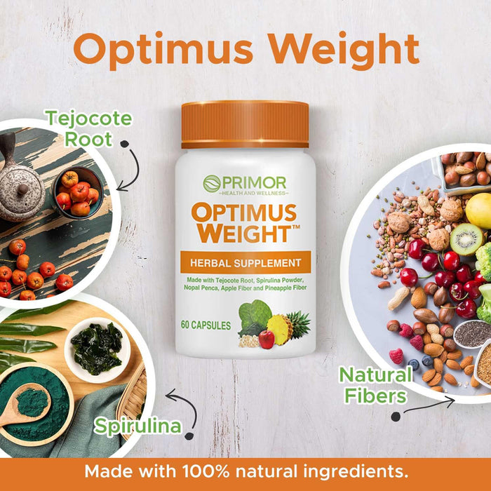 Optimus WEIGHT - Tratamiento de 4 meses - Raíz de tejocote - Pérdida de peso natural y saludable - 120 cápsulas - Paquete de 2