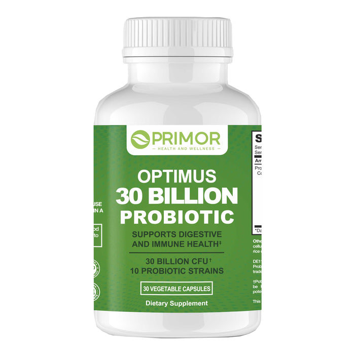 Optimus 30 Billion PROBIOTICS - 10 Strains | Vegan, NON-GMO | Healthy Gut | Supports the Digestive System | Occasional Constipation, Diarrhea, Bloating & Gas. For Women and Men.